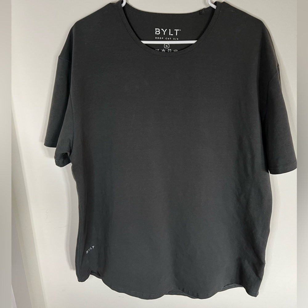 BYLT Lux Drop Cut Short Sleeve Dark Grey XL Workout Gym Casual T shirt